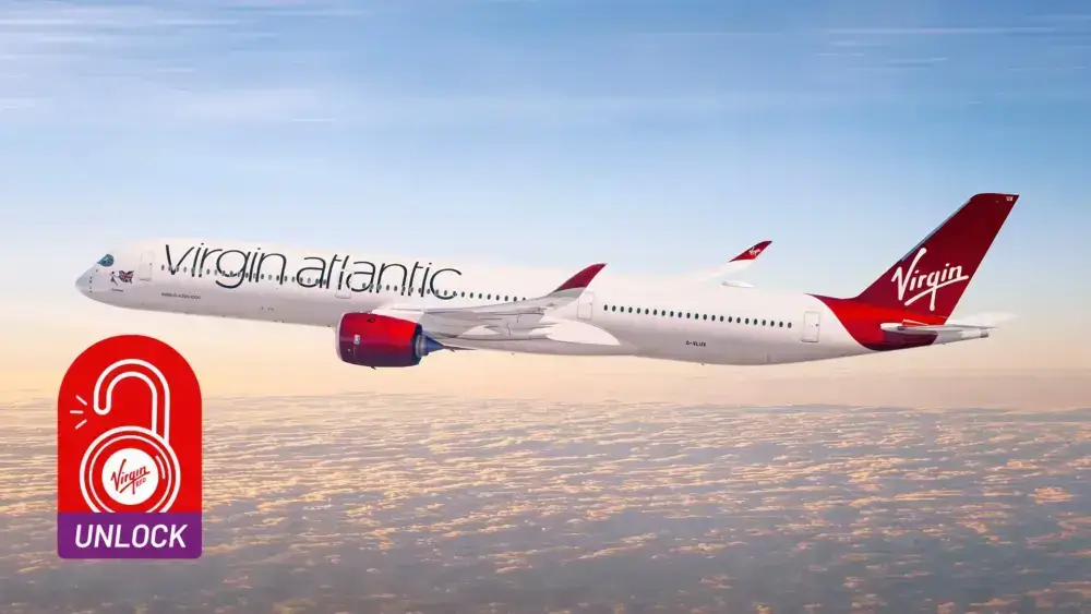 Virgin atlantic plane flying in the sky