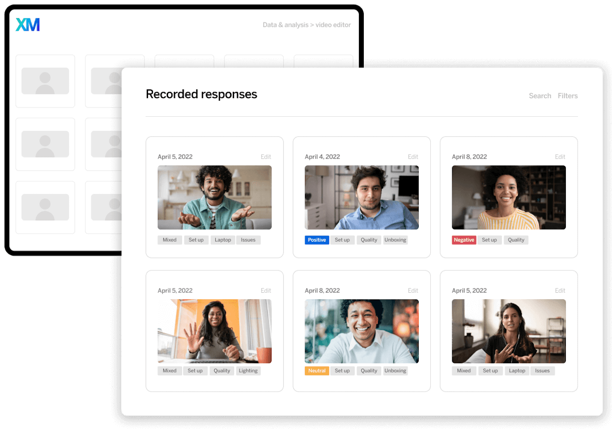 Dashboard view of recorded video responses