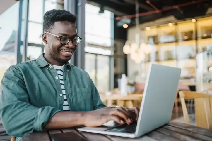 man working on laptop