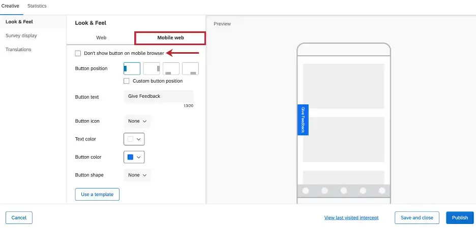 Feedback button solution options