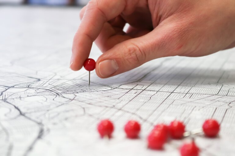 a man adding geo targets to his map 