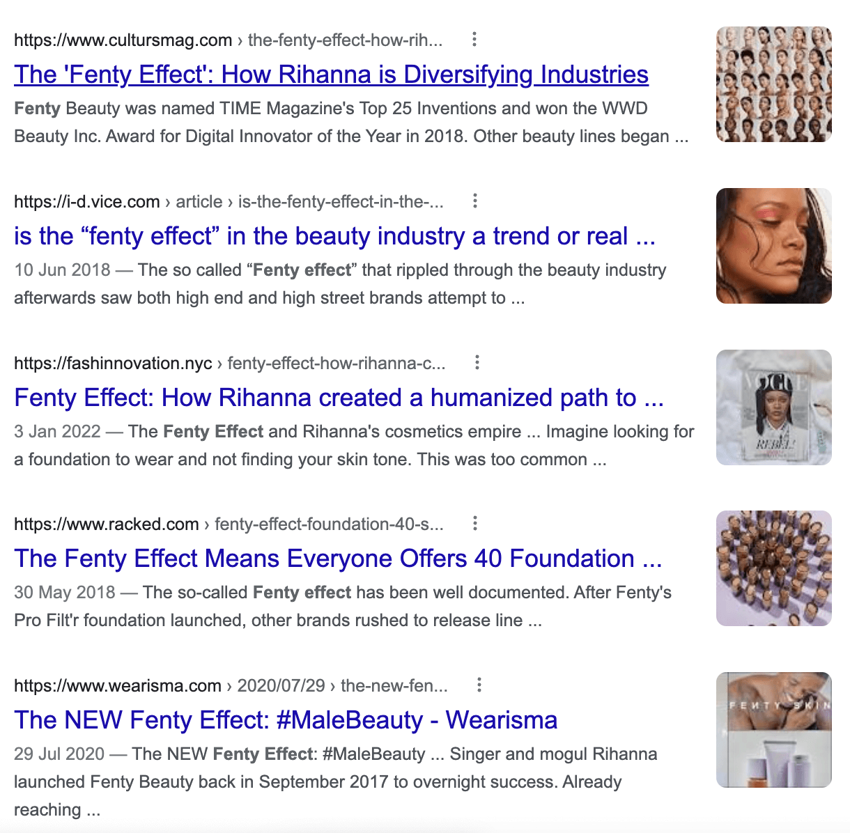 FENTY Effect Search Results