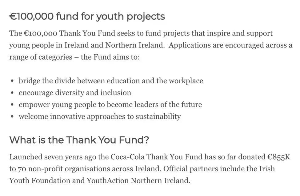 Coke thank you fund