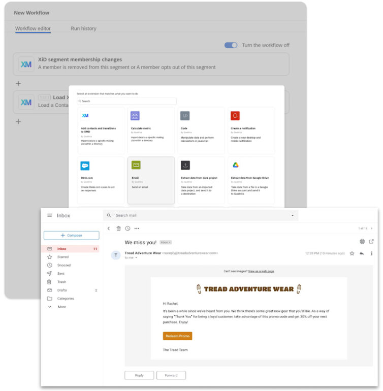 Create a workflow in Experience iD to automatically trigger an email campaign to a customer
