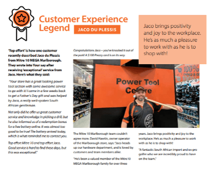 Mitre 10 NZ's Customer Experience Legend program