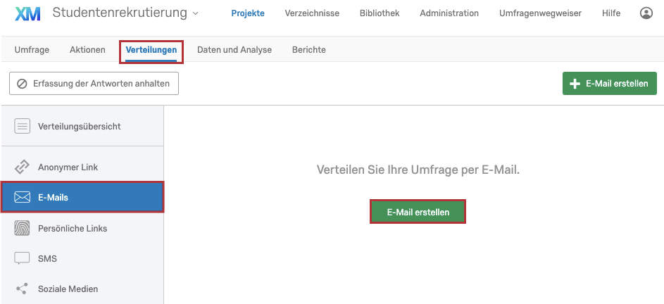 Senden Von Einladungen Zu Umfragen Per E Mail Qualtrics