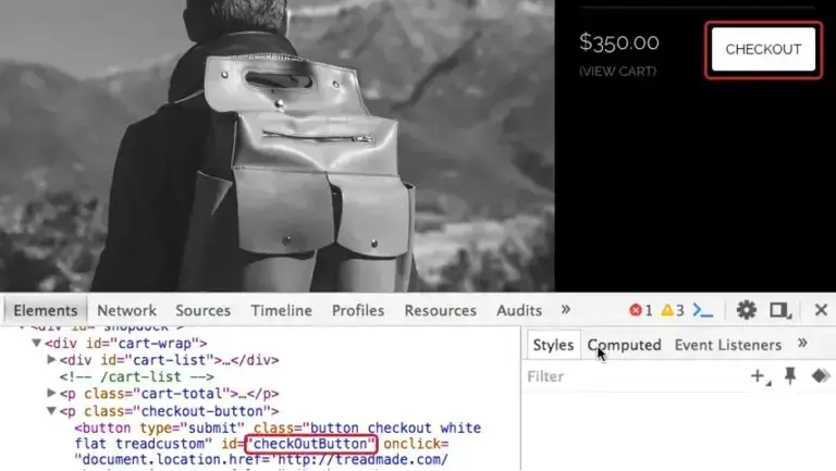 Checkout button HTML ID