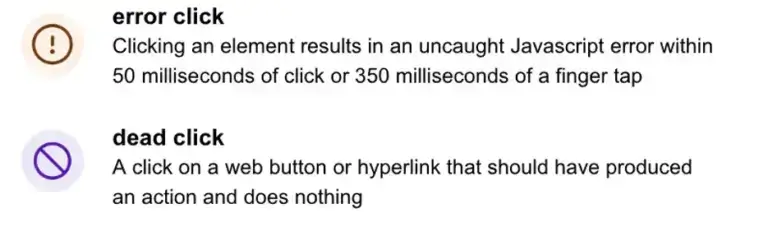Error click and dead click