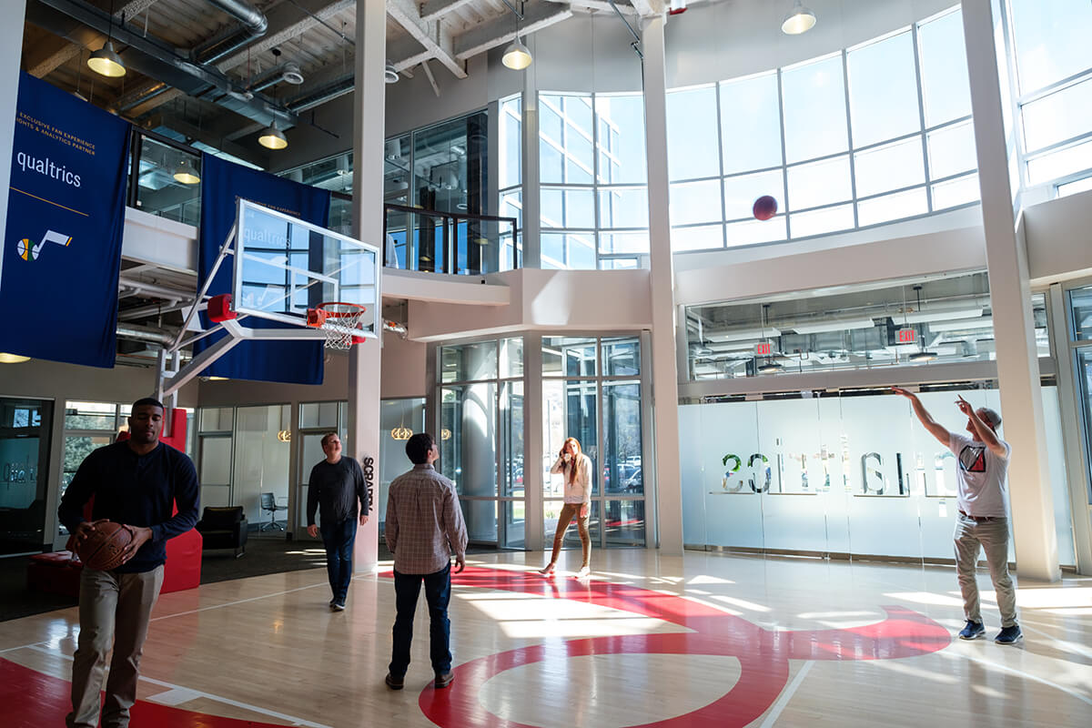 Qualtrics lobby basketball court