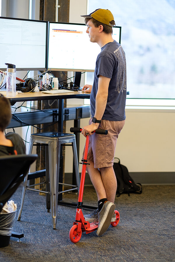 employee on scooter