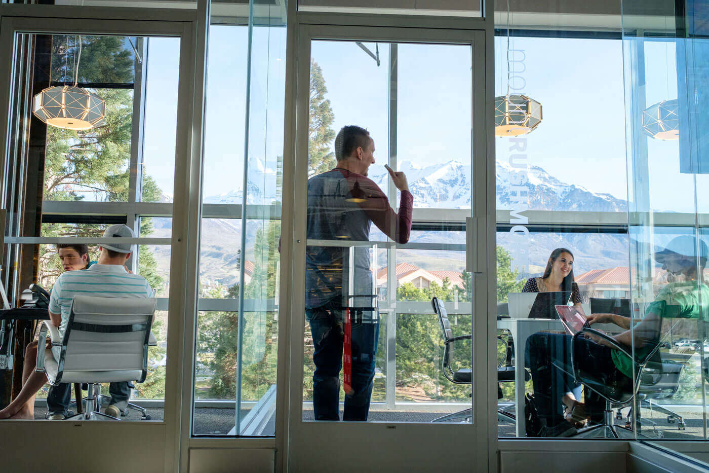 corner office with mountain views