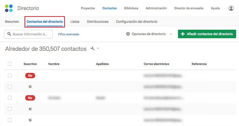 Paso 1 Adición y gestión de contactos del directorio Qualtrics
