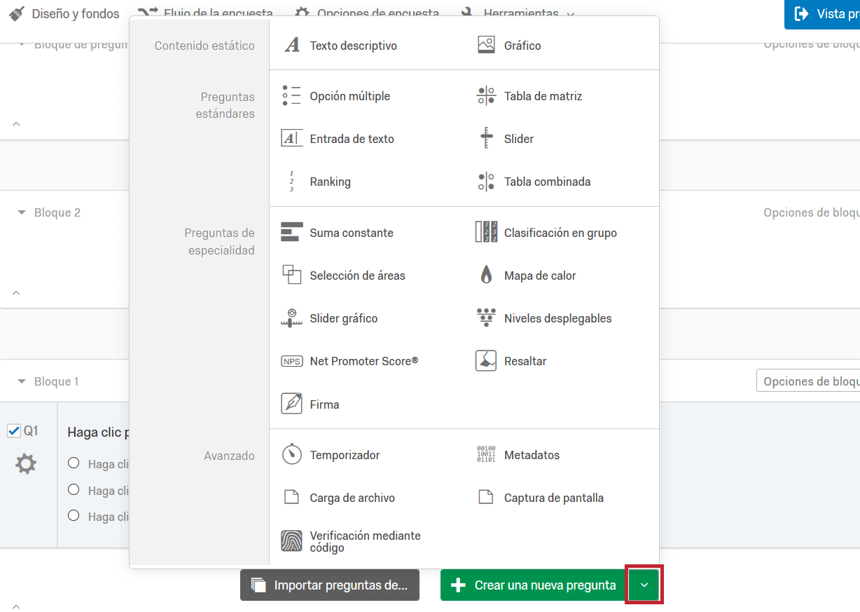 Tipos de preguntas Qualtrics