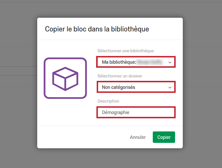 Options de blocs Qualtrics