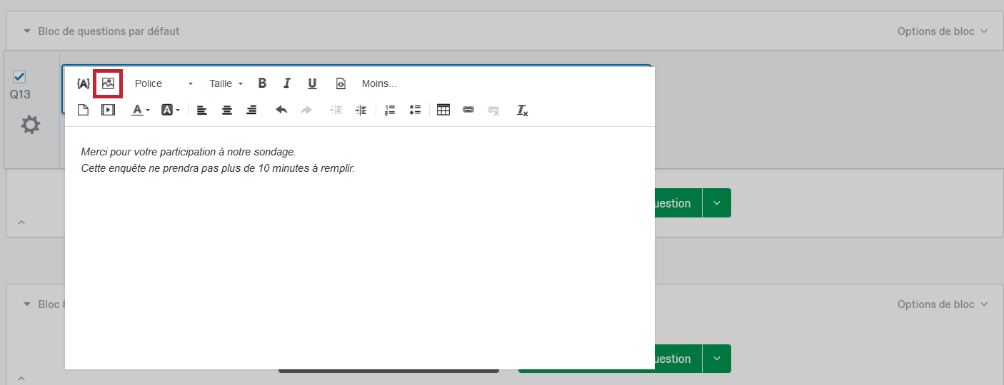 Insérer une image Qualtrics