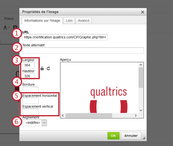 Insérer une image Qualtrics