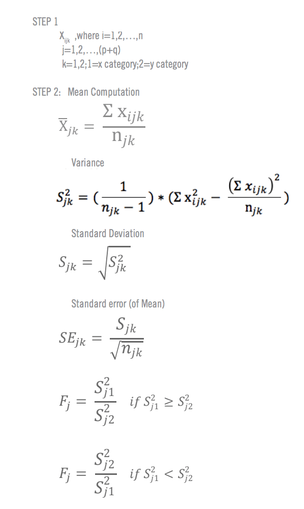 Formules pour le calcul manuel du test T 1