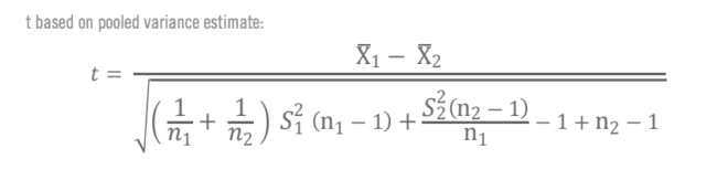 Formules pour le calcul manuel du test T 2