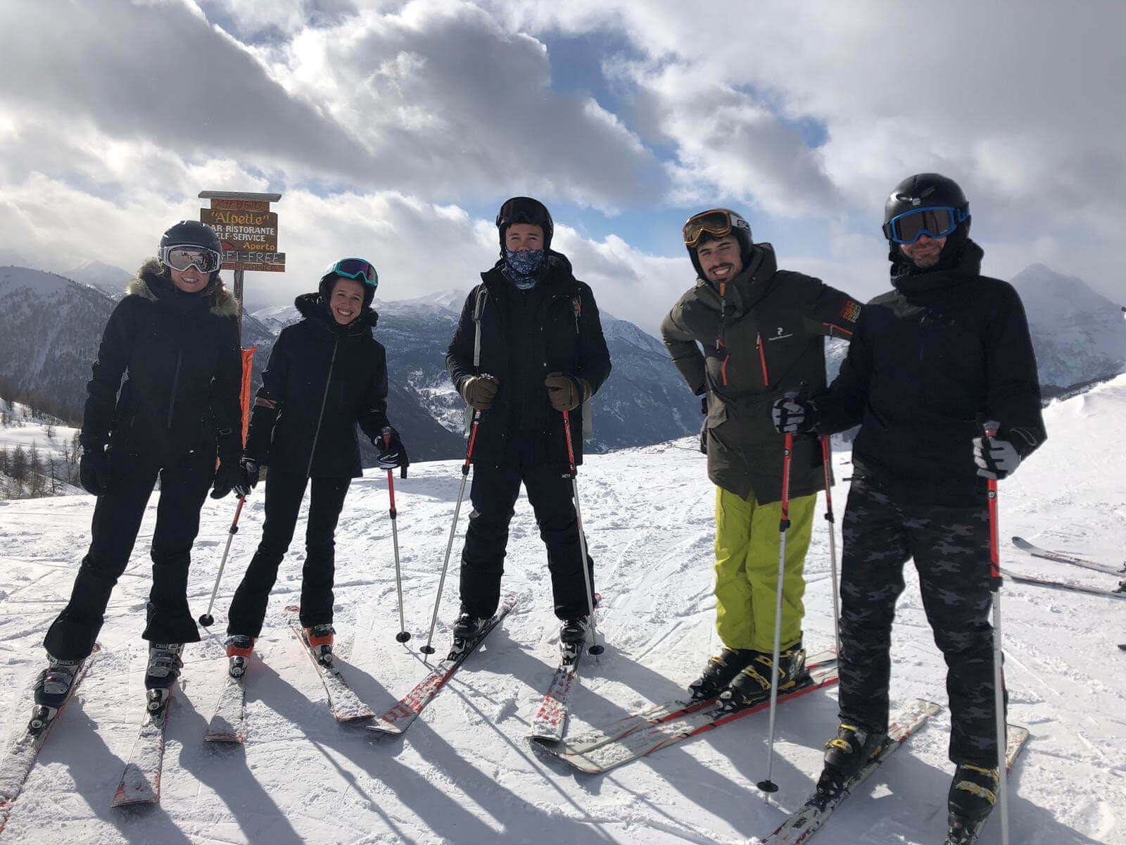 Susie and her fellow Qualtricians out skiing