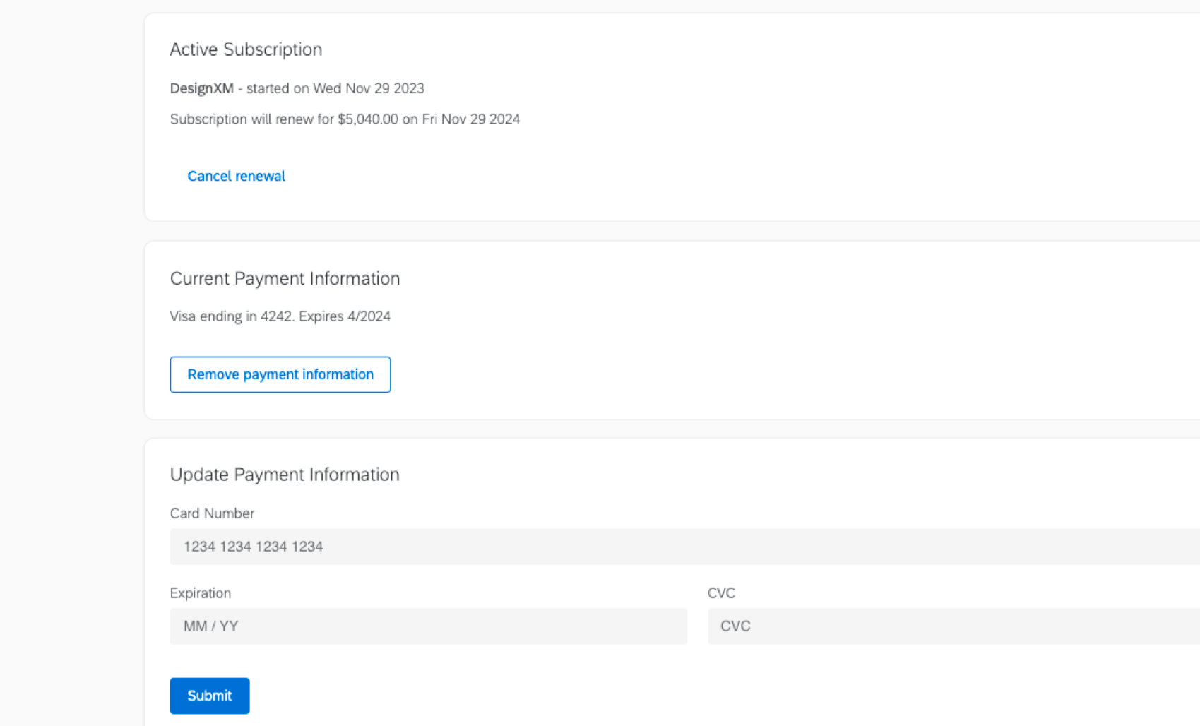 billing tab within account settings