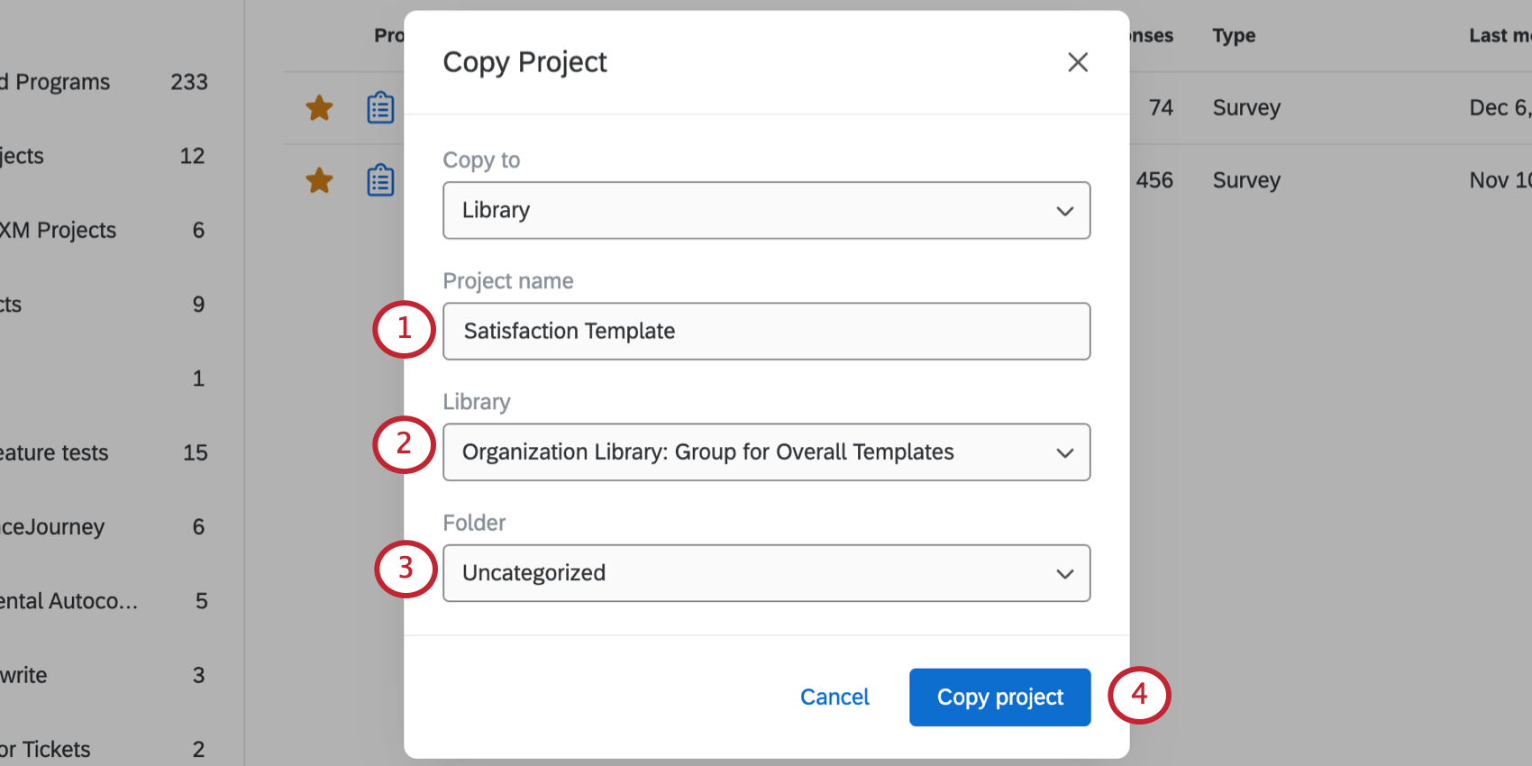 Copy modal when "save to a library" is selected