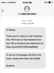 text message sent from a standard sms number