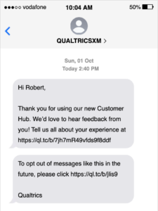 a text message sent from an alphanumeric id