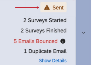 símbolo de advertência em uma distribuição por e-mail