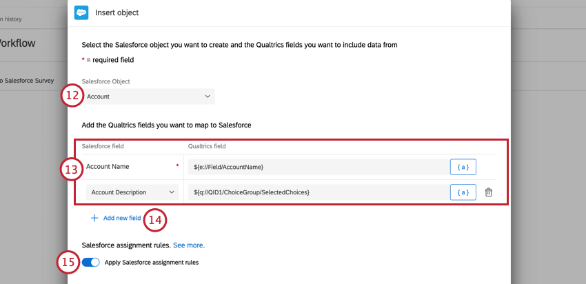 mapping fields to a salesforce object