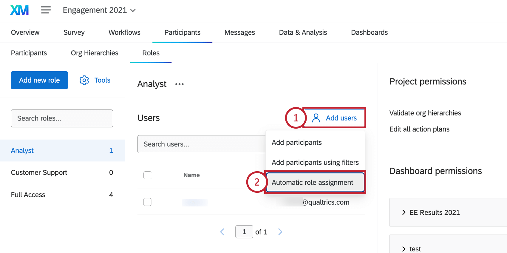 clicking "add users" in a role and selecting the automation