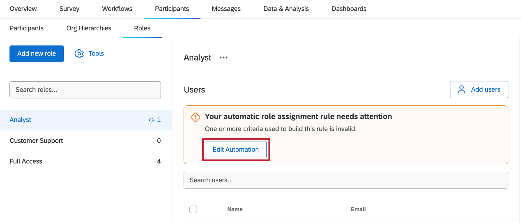 clicking edit automation