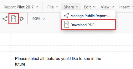Icons in the toolbar for PDFs