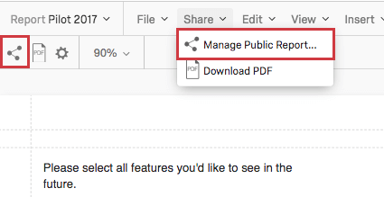 Manage Public report icons
