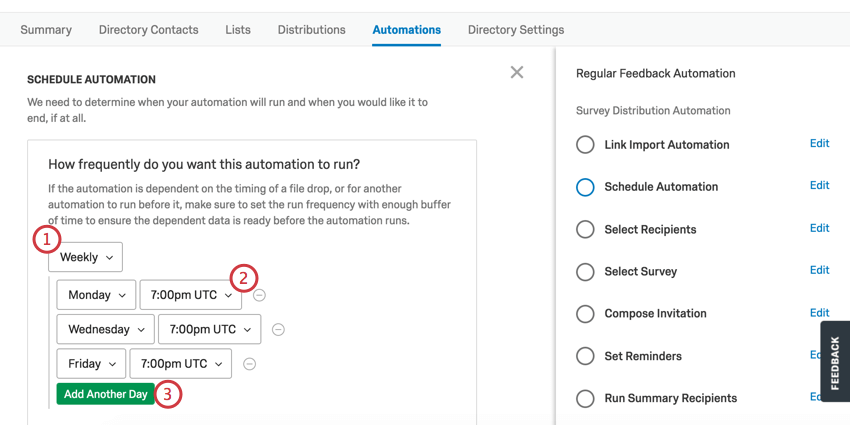 configuración de la programación de automatización