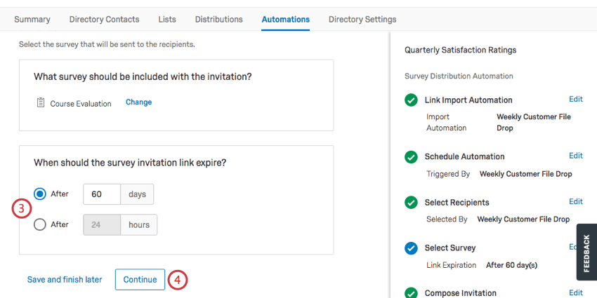 Wählen, wann der Link ablaufen soll