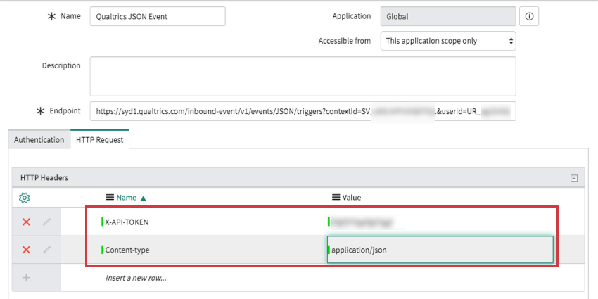 Incolla del token API