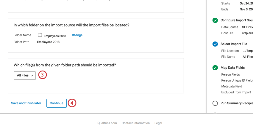 choosing the files to import