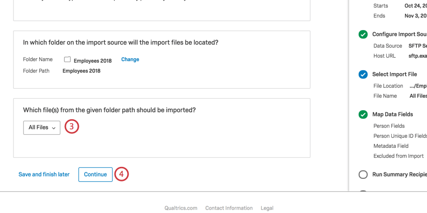 sélection des fichiers à importer