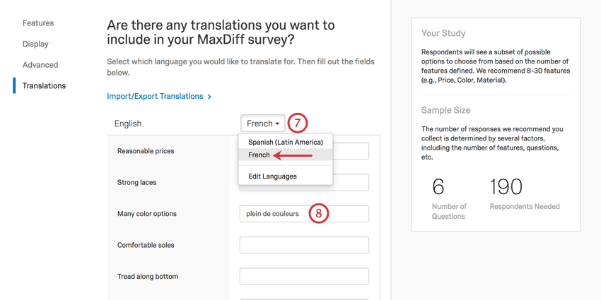 choosing a language and adding translations