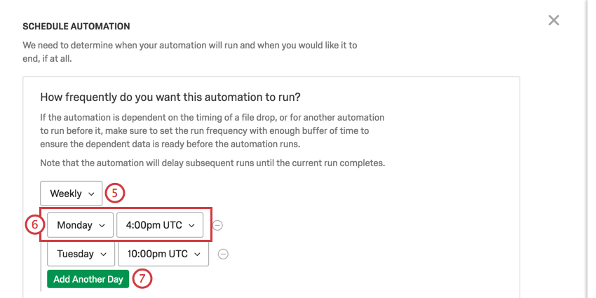 choosing a schedule for the automation