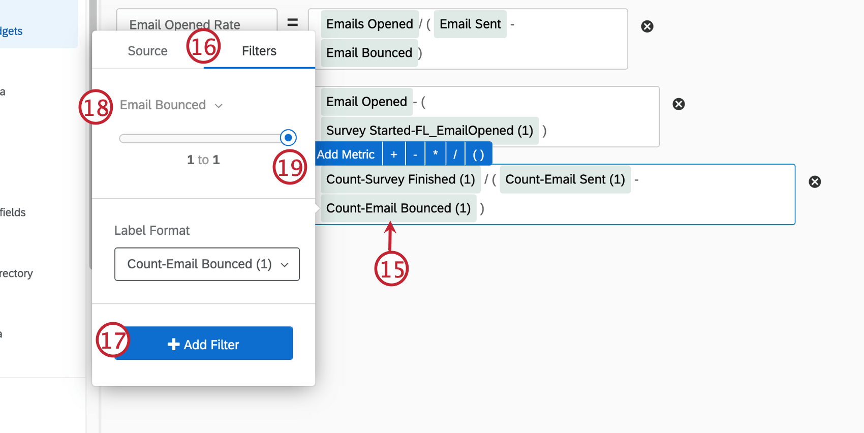 Create email bounced metric