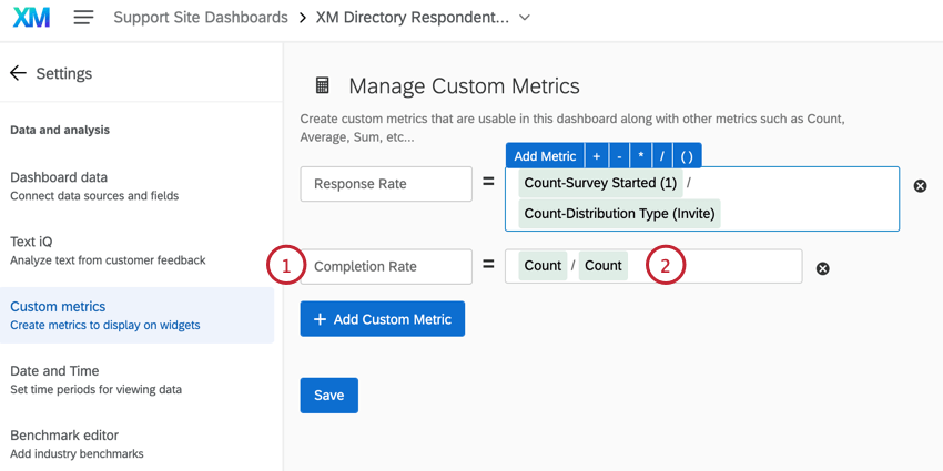 creating a completion rate metric