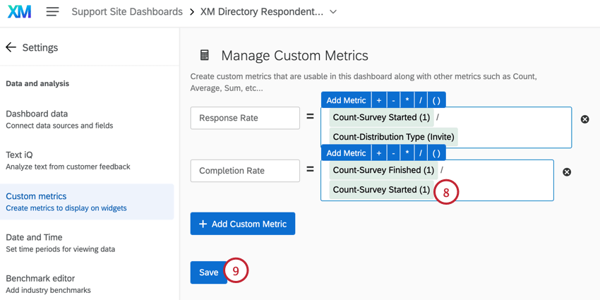 creating a completion rate metric