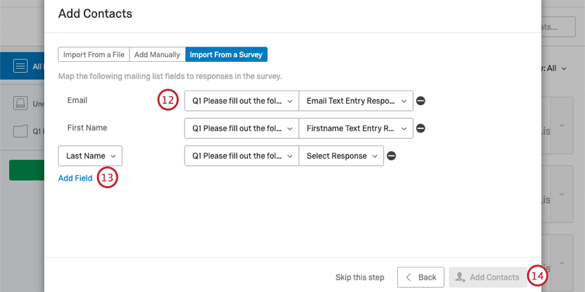 Last steps of Importing from a Survey