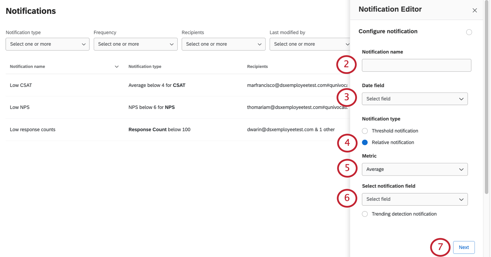 Opens a menu that hovers on the right with the fields described in the following steps