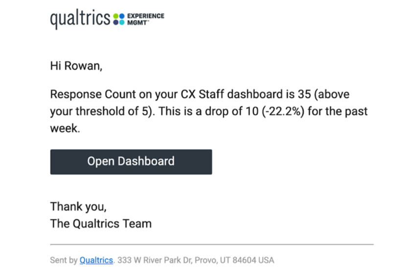 Example of the email you receive