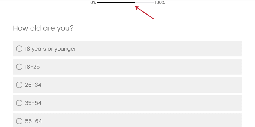 Image of a progress bar appearing at the top of a survey