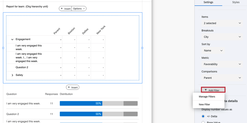 editing the widget and adding a filter