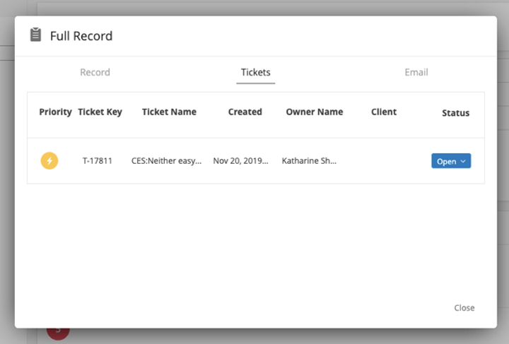 Registerkarte "Tickets"