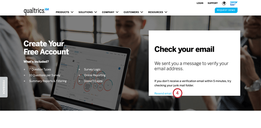 Resend email link in blue